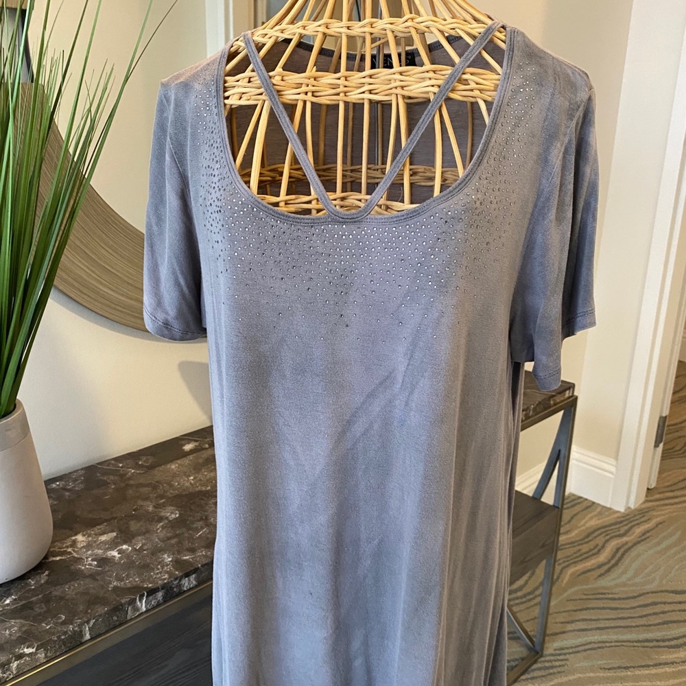 Venus, buttery soft Grey  with Rhinestones XL top